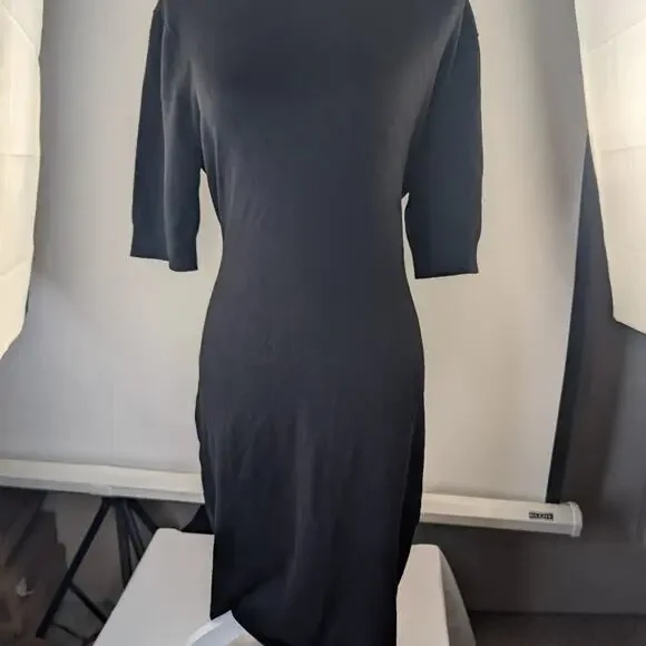 knitted high neck one sleeve maxi dress Ramy Brook Alexandra Knit Mock Neck Maxi Dress in Black main image 0